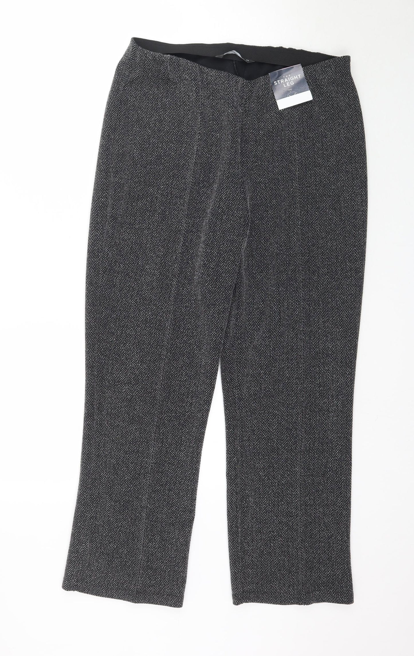 Preworn Womens Black Herringbone  Trousers  Size 14 L28 in