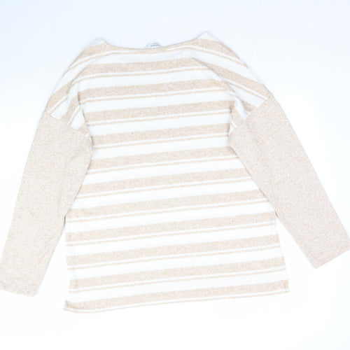 Nutmeg Womens Beige Striped Knit Pullover Jumper Size 12