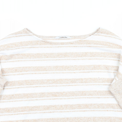 Nutmeg Womens Beige Striped Knit Pullover Jumper Size 12