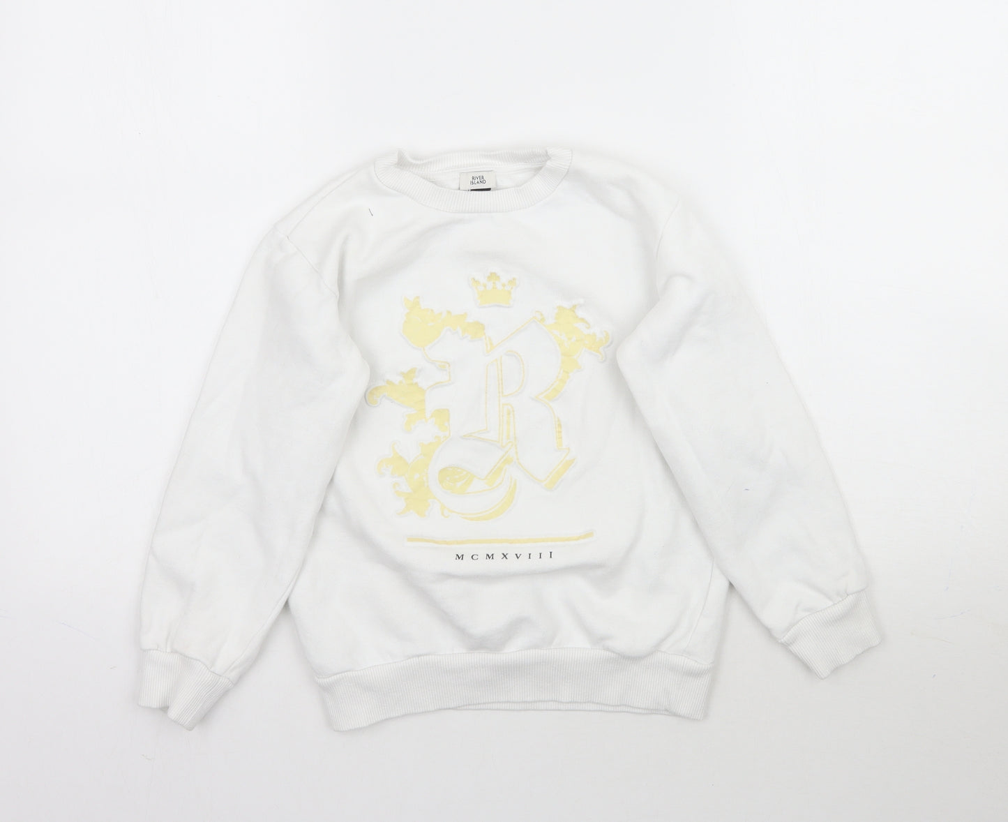 River Island Girls White   Pullover Sweatshirt Size 7-8 Years