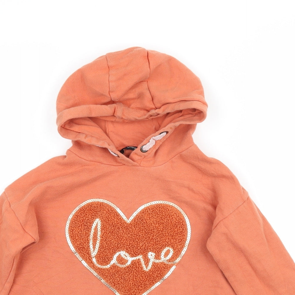 George Girls Orange   Pullover Hoodie Size 8-9 Years  - Love Heart