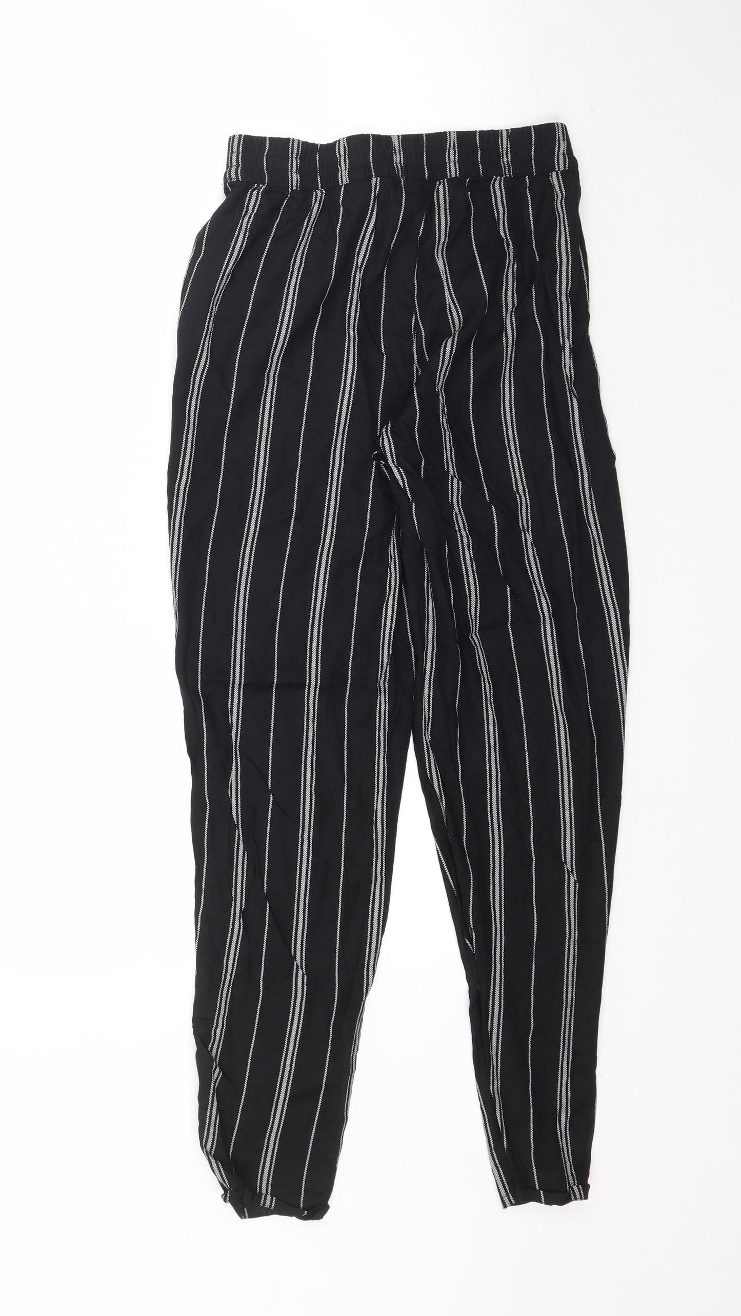 H&M Womens Black Striped  Trousers  Size 6 L27 in