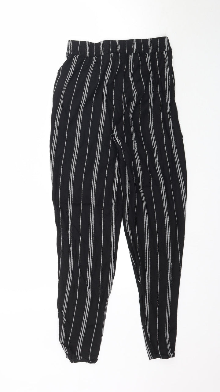 H&M Womens Black Striped  Trousers  Size 6 L27 in