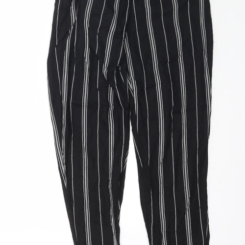 H&M Womens Black Striped  Trousers  Size 6 L27 in