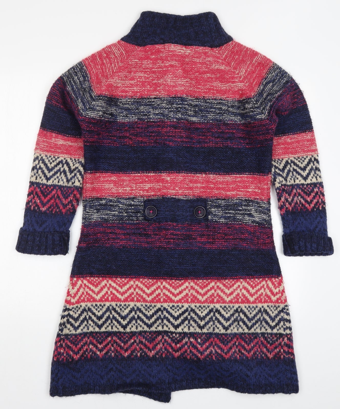 Per Una Womens Pink Striped Knit Cardigan Jumper Size M  - Blue