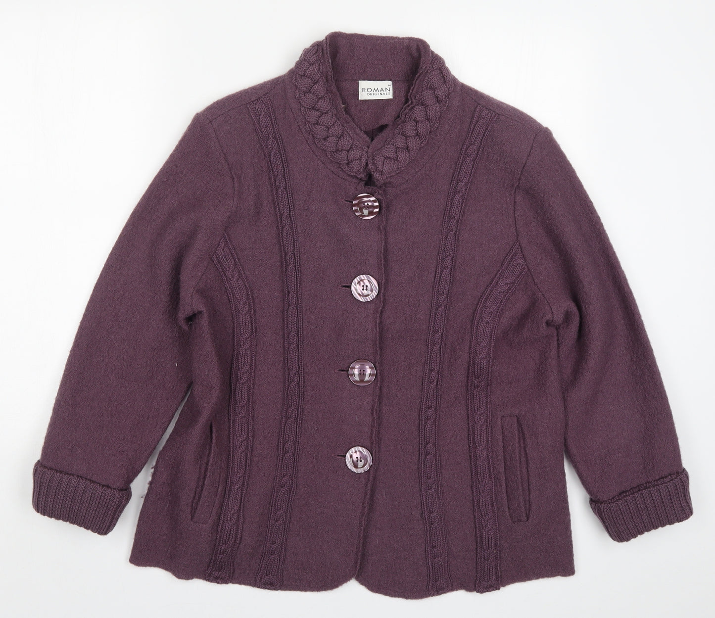 Roman Womens Purple  Knit Cardigan Jumper Size M