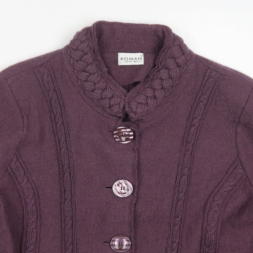 Roman Womens Purple  Knit Cardigan Jumper Size M