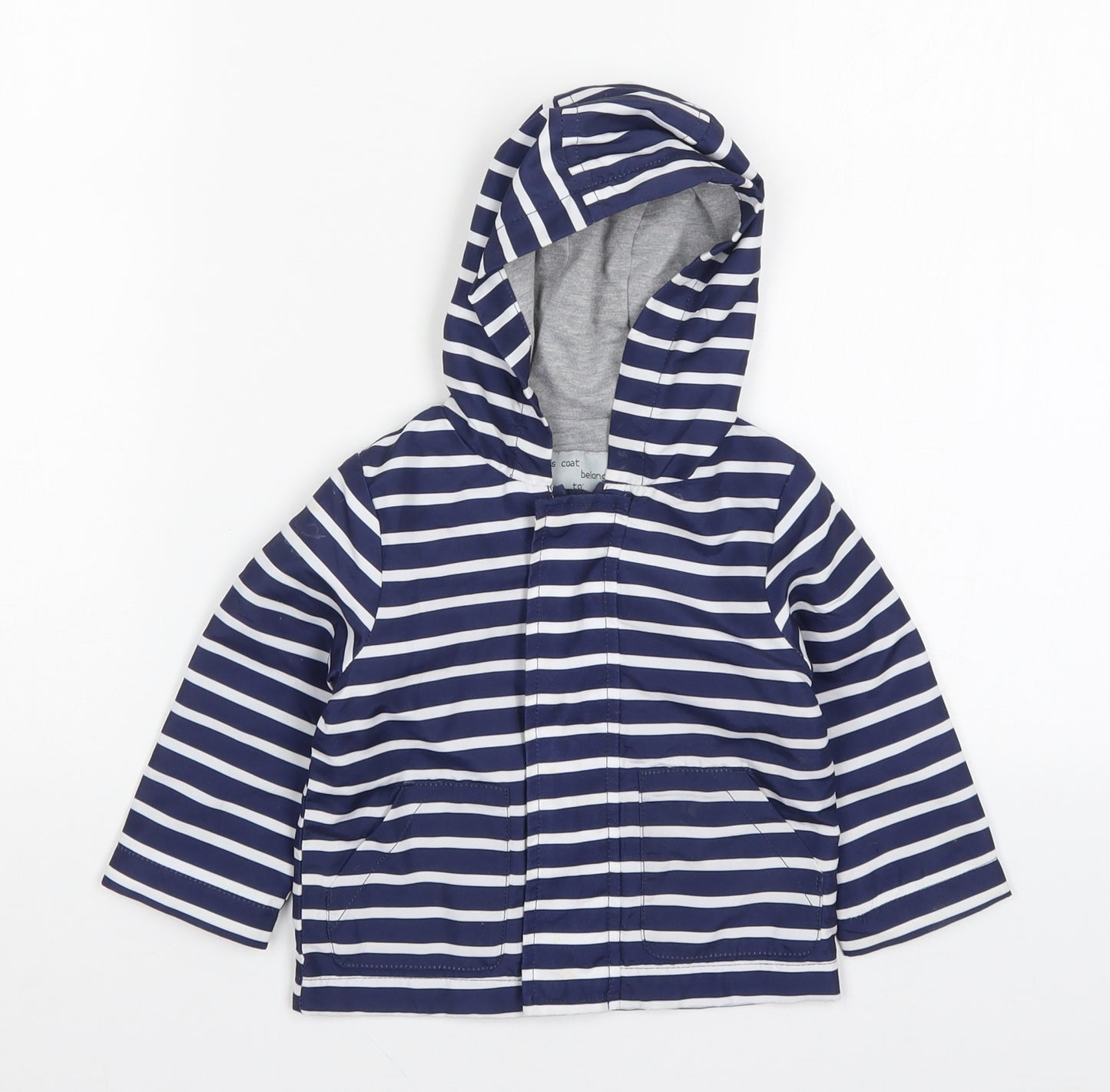 TU Baby Blue Striped  Basic Coat Coat Size 9-12 Months