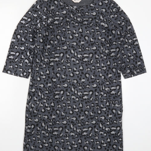 TU Womens Grey Animal Print  T-Shirt Dress  Size 8