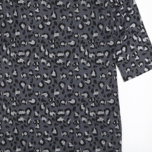 TU Womens Grey Animal Print  T-Shirt Dress  Size 8