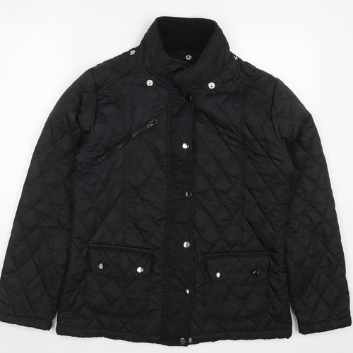 Malaika Womens Black   Quilted Coat Size L