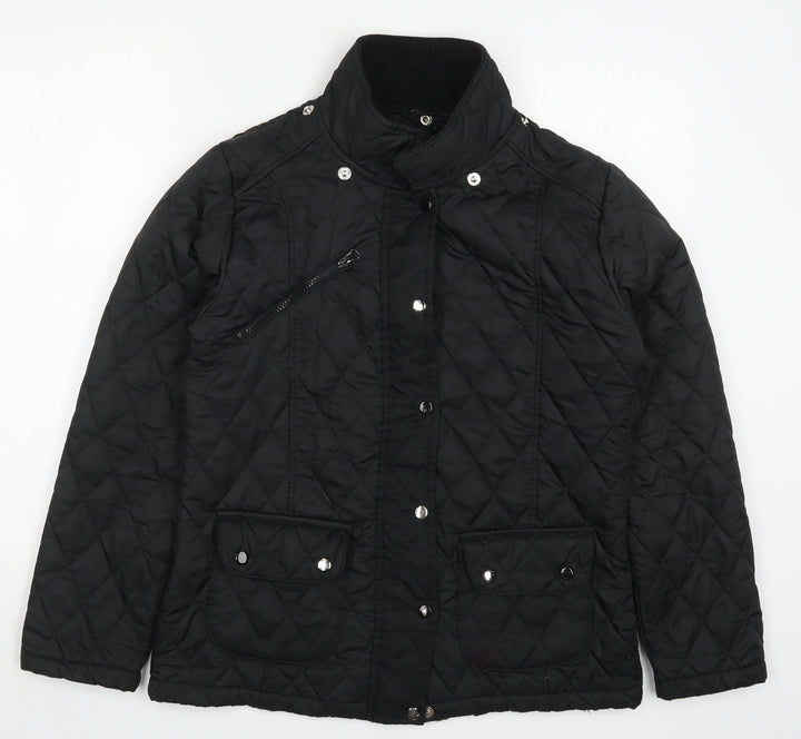 Malaika Womens Black Quilted Coat Size L