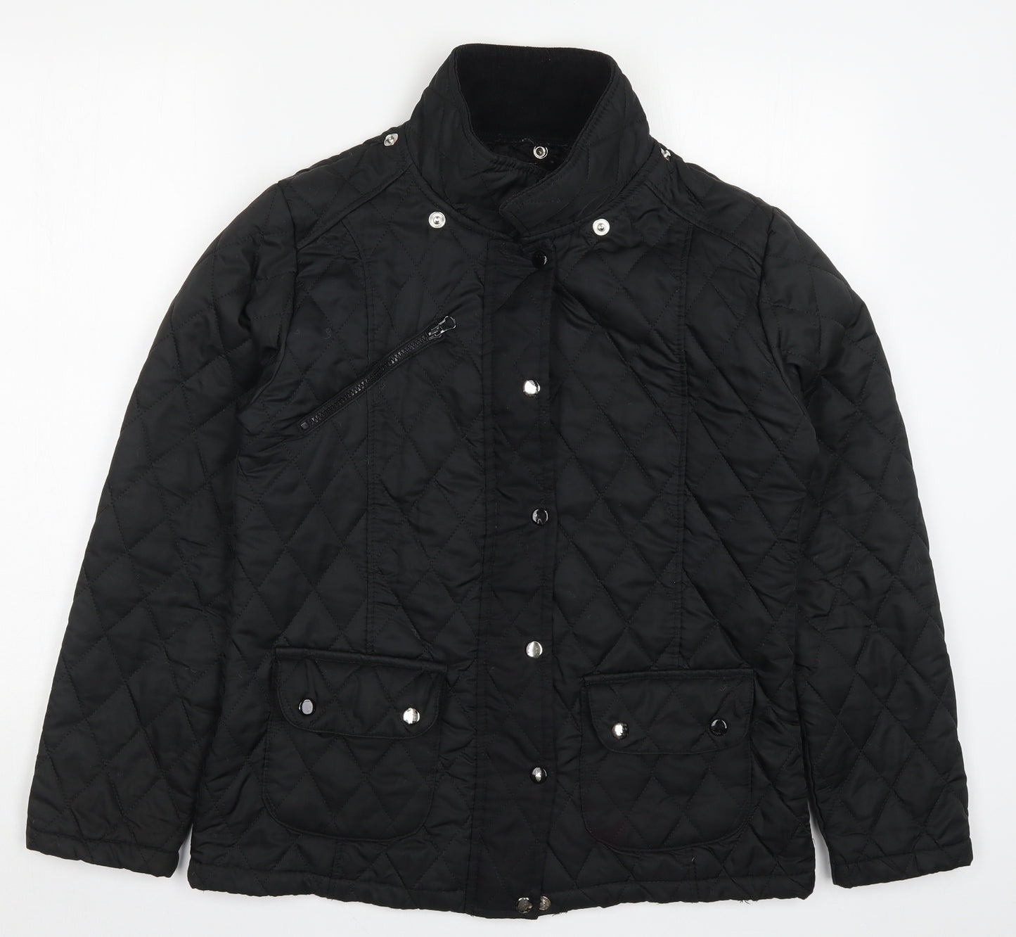 Malaika Womens Black   Quilted Coat Size L