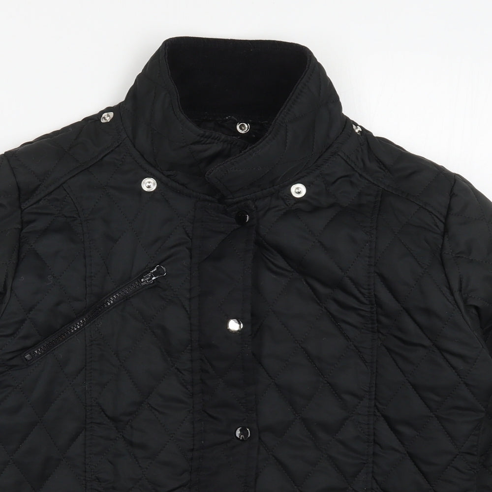 Malaika Womens Black   Quilted Coat Size L