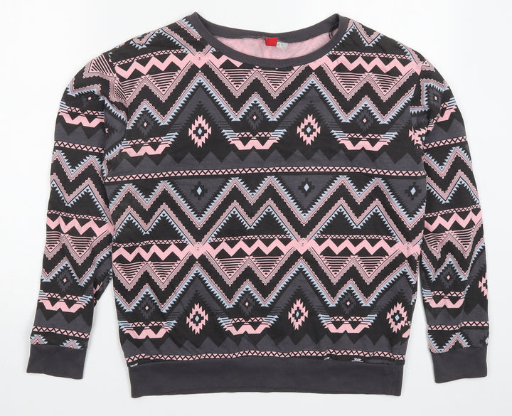 H&M Womens Grey Geometric  Pullover Sweatshirt Size XS  - Pink