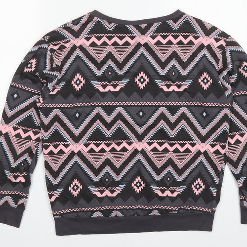 H&M Womens Grey Geometric  Pullover Sweatshirt Size XS  - Pink