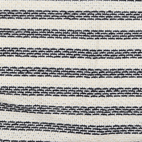 New Look Womens Beige Striped  Basic T-Shirt Size M  - Tie Front