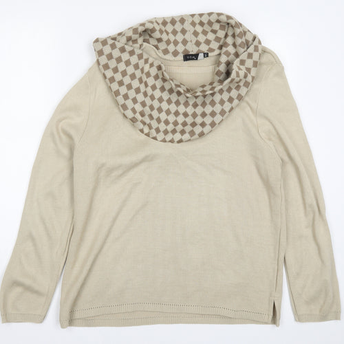 V-Eve Womens Beige Argyle/Diamond Knit Pullover Jumper Size M