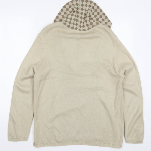 V-Eve Womens Beige Argyle/Diamond Knit Pullover Jumper Size M