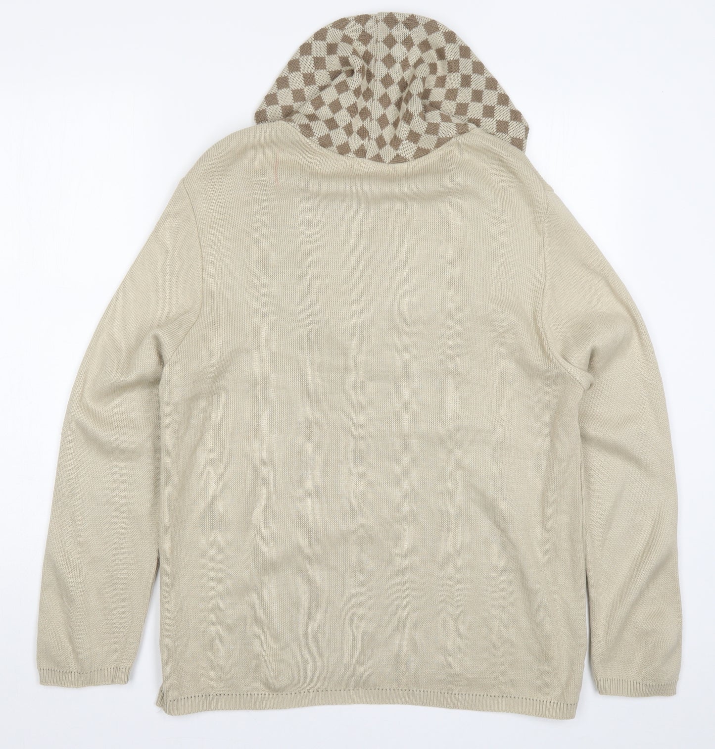 V-Eve Womens Beige Argyle/Diamond Knit Pullover Jumper Size M