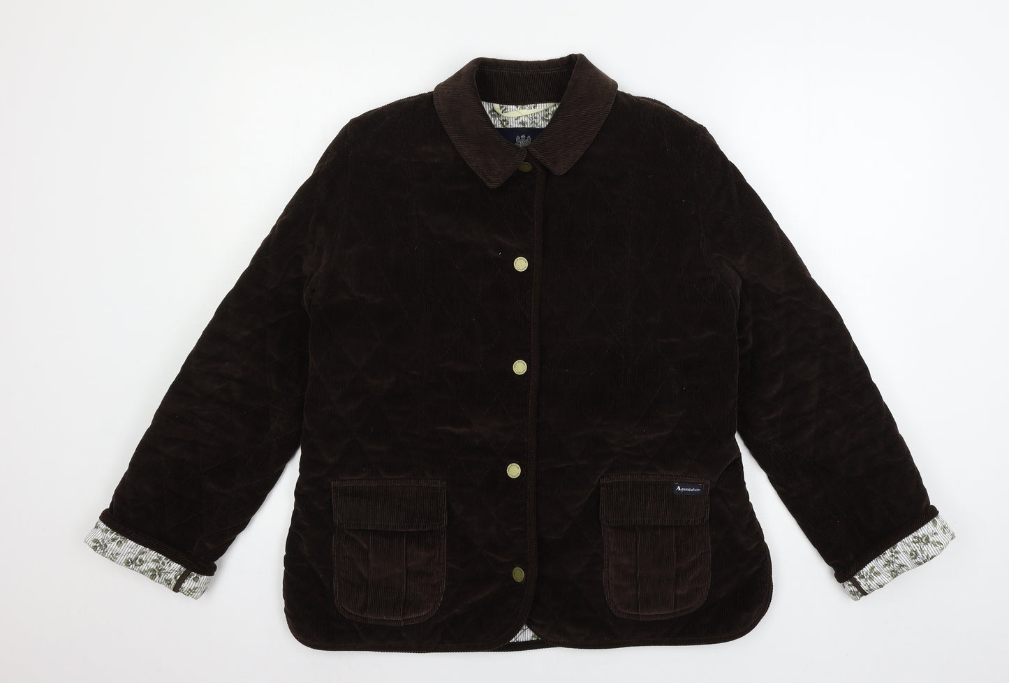 Aquascutum Womens Brown  Corduroy Quilted Jacket Size L