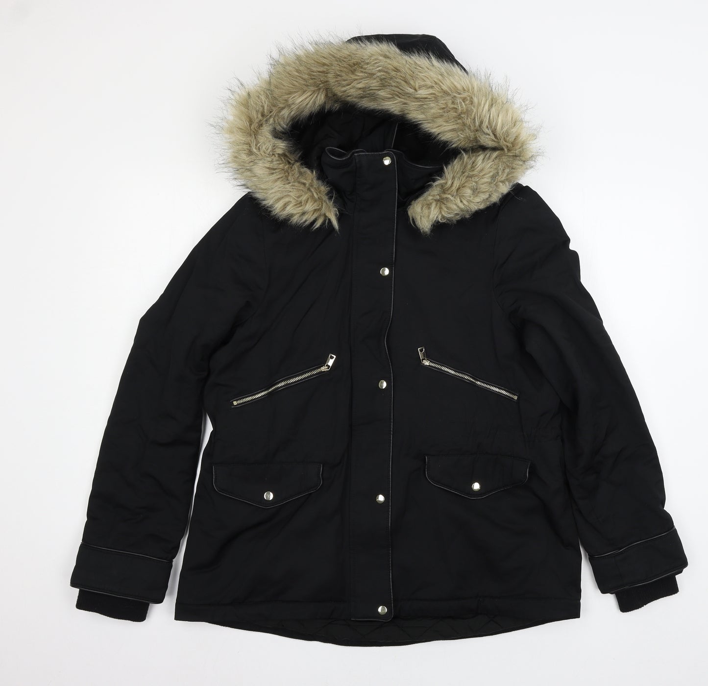 Zara Womens Black   Parka Coat Size M