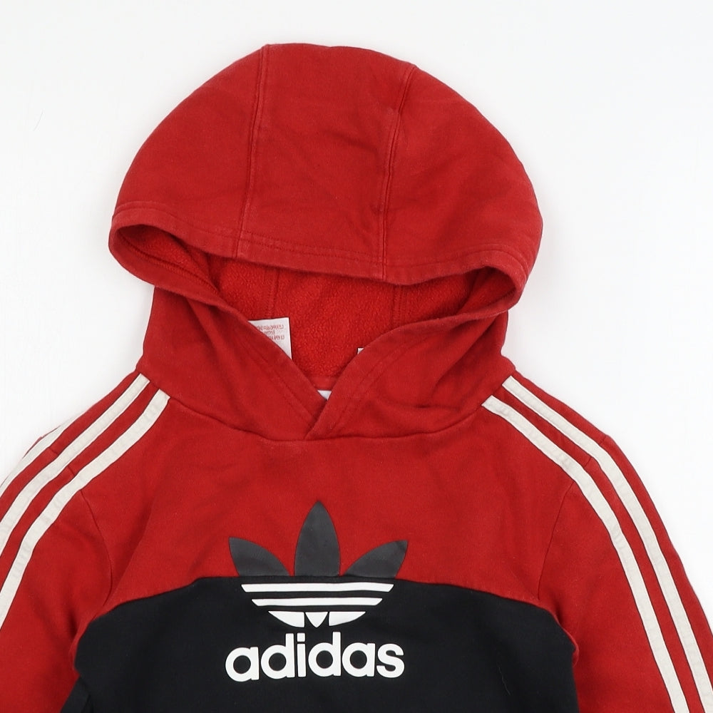 adidas Boys Red  Jersey Pullover Hoodie Size 7-8 Years