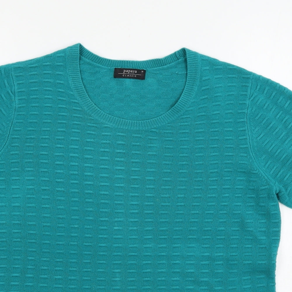 Papaya Womens Blue  Knit Basic T-Shirt Size 14