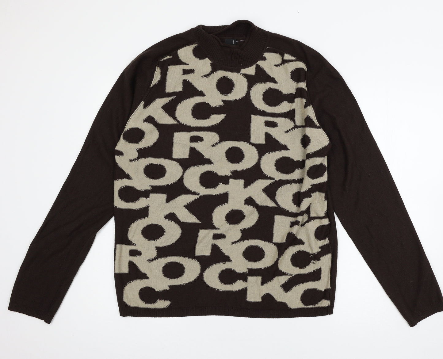 Sand Jeans Mens Brown Geometric Knit Pullover Jumper Size XL  - Rock