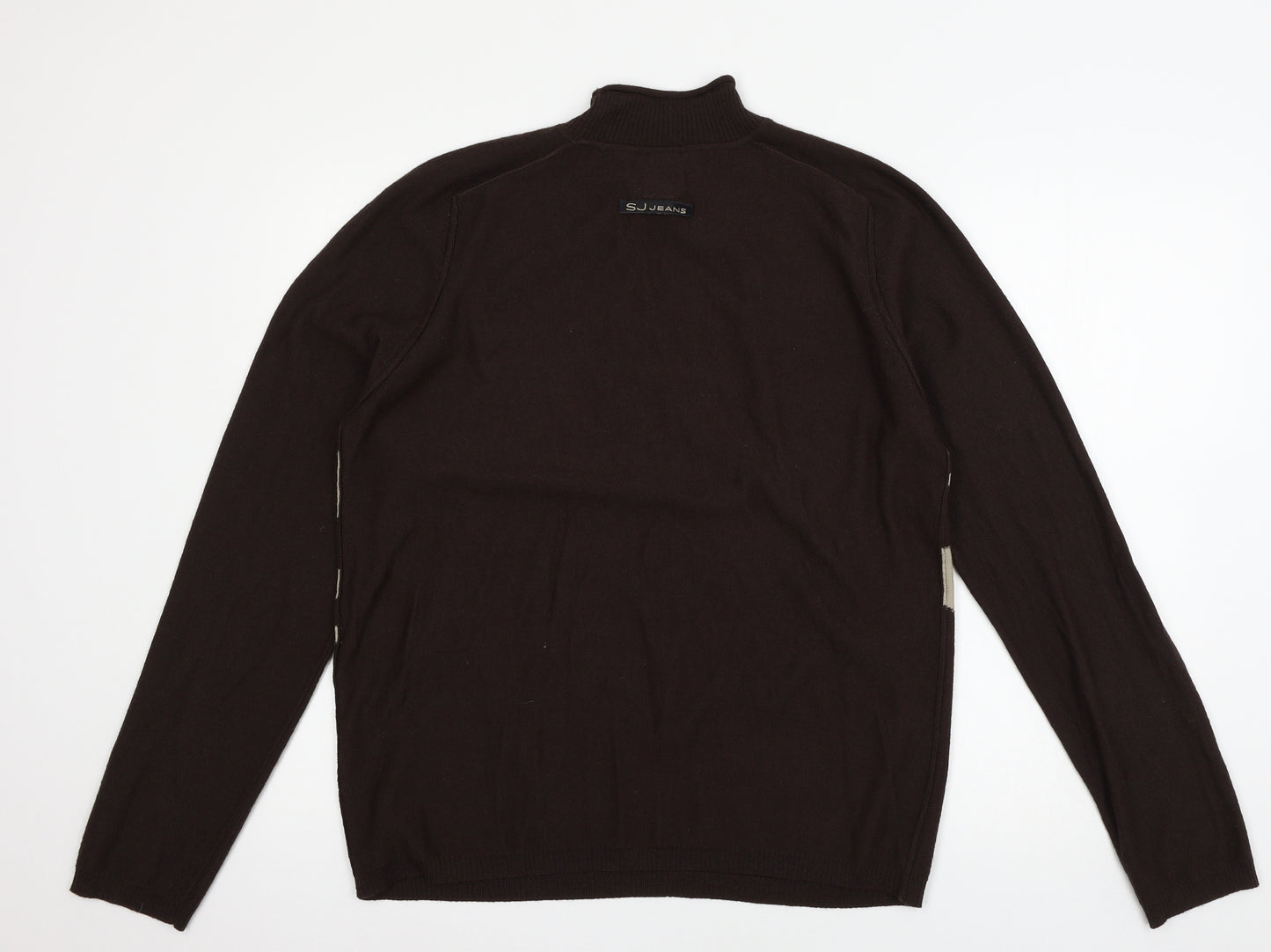 Sand Jeans Mens Brown Geometric Knit Pullover Jumper Size XL  - Rock