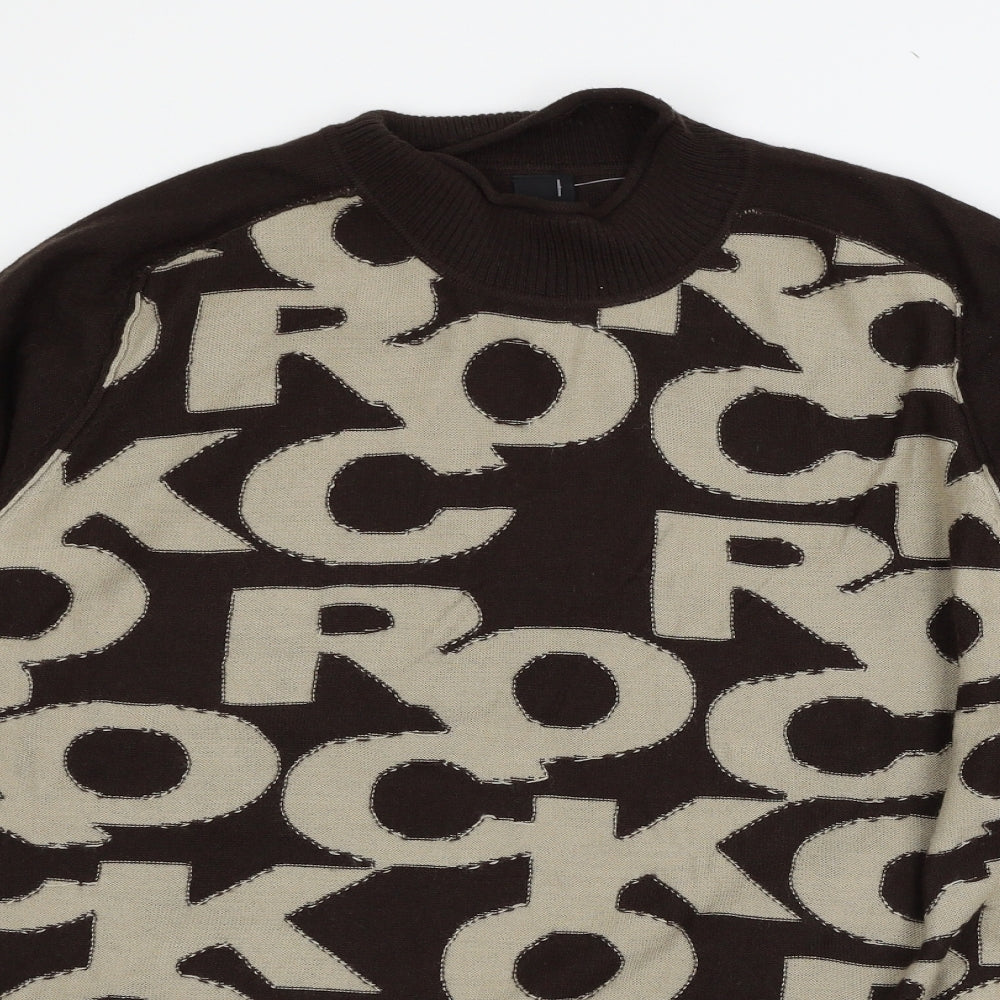 Sand Jeans Mens Brown Geometric Knit Pullover Jumper Size XL  - Rock