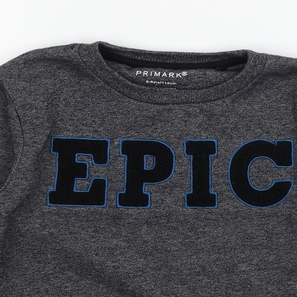 Primark Boys Blue Geometric Jersey Pullover Sweatshirt Size 5-6 Years  - Epic