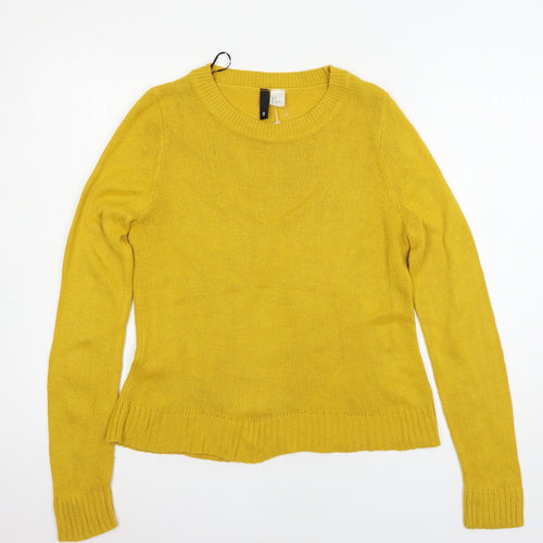 H&M Womens Yellow  Knit Pullover Jumper Size S