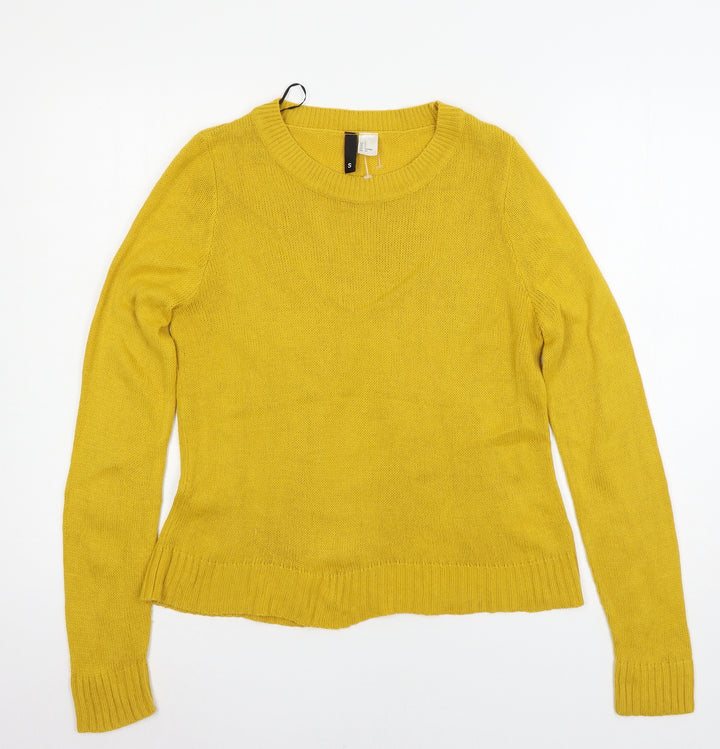 H&M Womens Yellow  Knit Pullover Jumper Size S