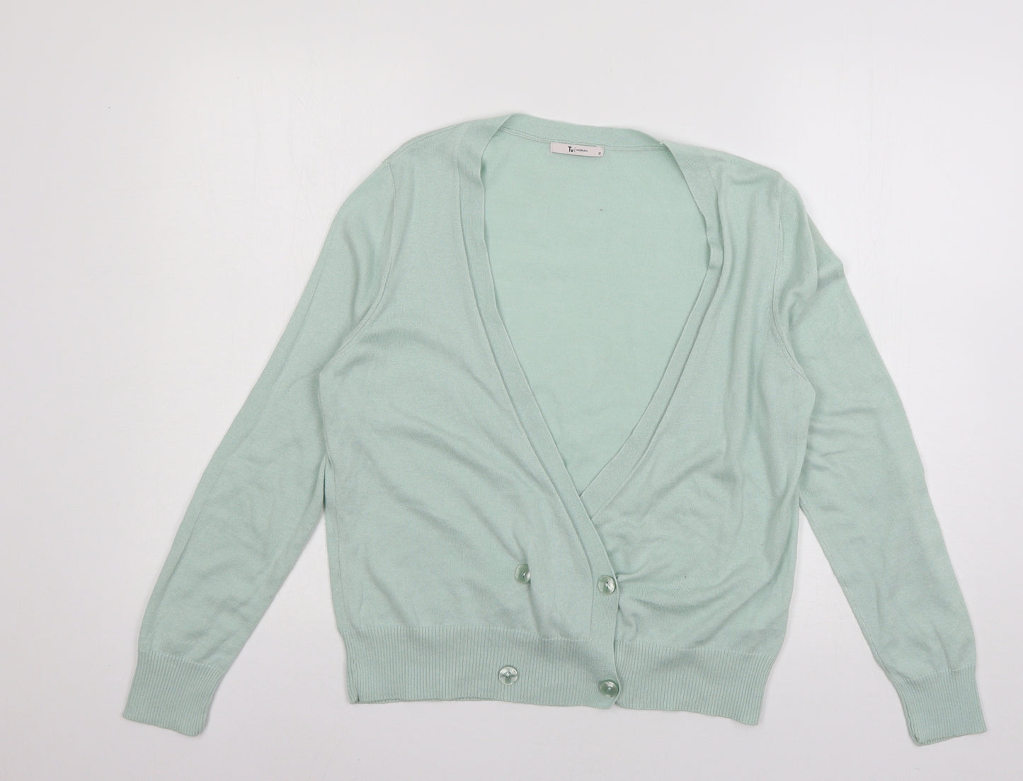 TU Womens Green  Knit Cardigan Jumper Size 12