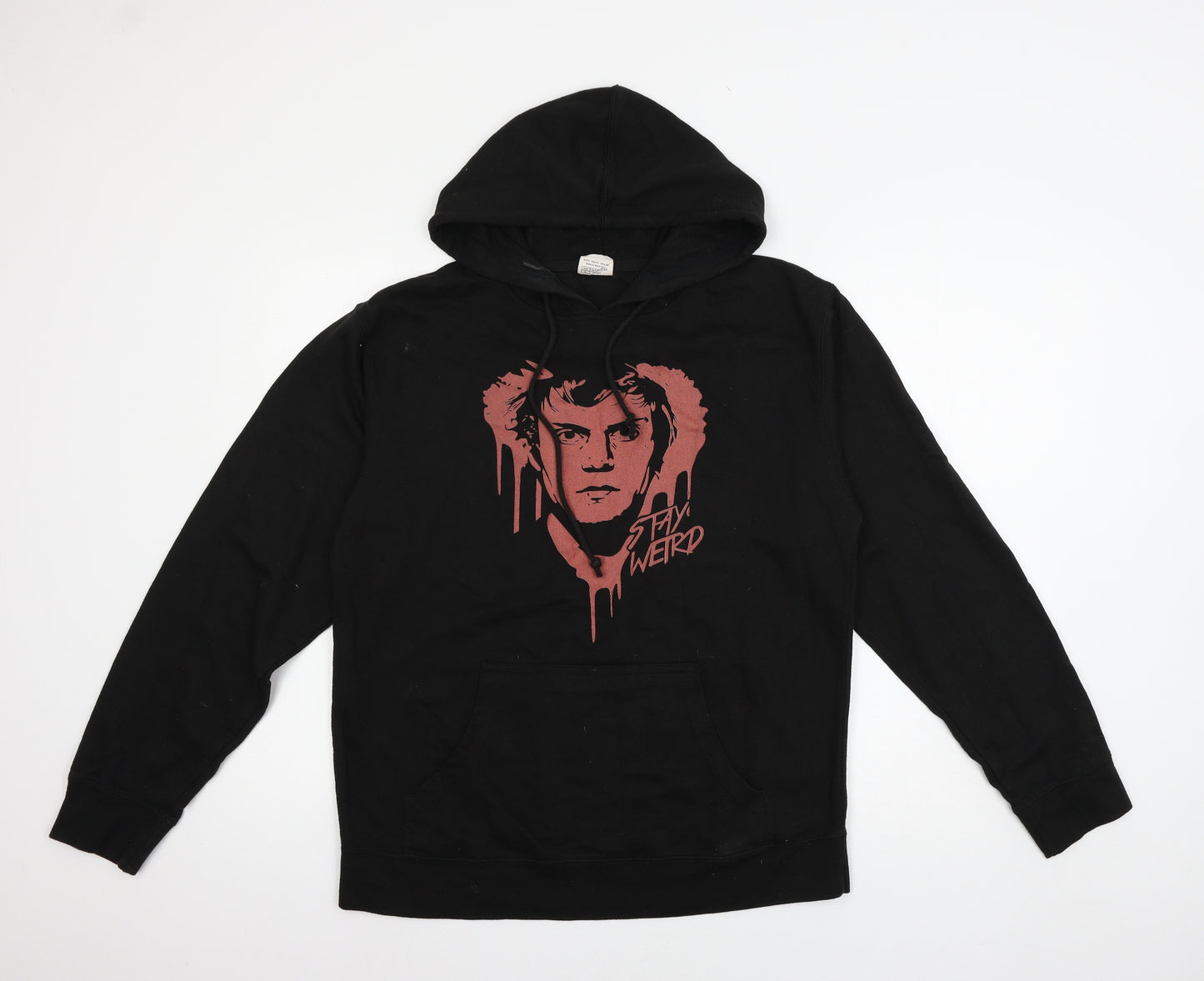 Delta Fleece Mens Black  Jersey Pullover Hoodie Size L