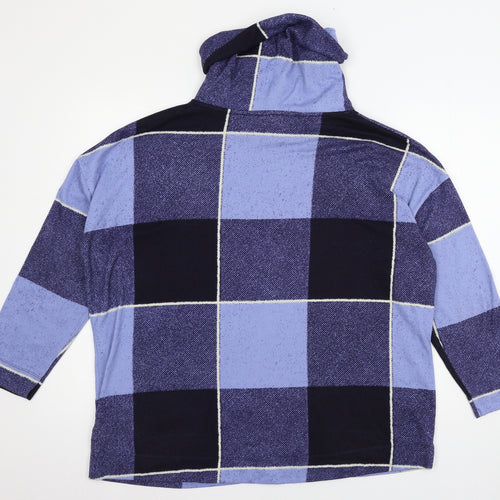 Bonmarché Womens Blue Check Jersey Pullover Jumper Size L