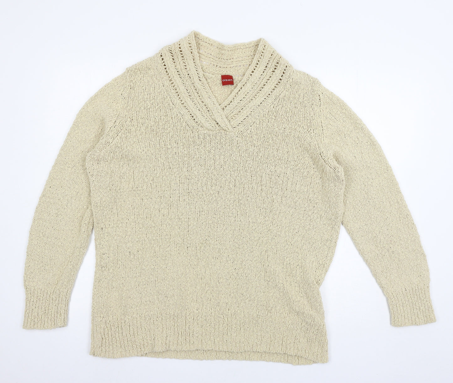 Olsen Womens Beige  Knit Pullover Jumper Size 20