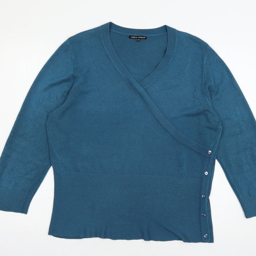 Debbie Morgan Womens Blue  Knit Pullover Jumper Size L