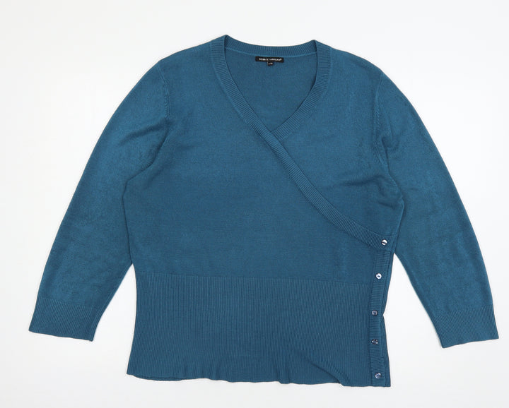 Debbie Morgan Womens Blue  Knit Pullover Jumper Size L