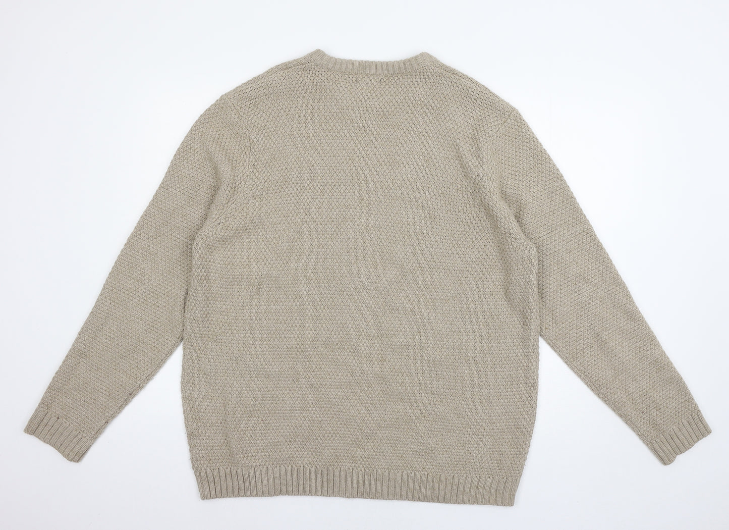 F&F Mens Beige  Knit Pullover Jumper Size 2XL