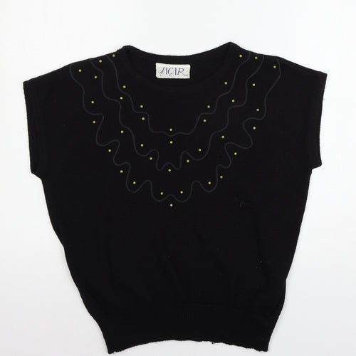 Jacar Womens Black  Knit Pullover Jumper Size XL