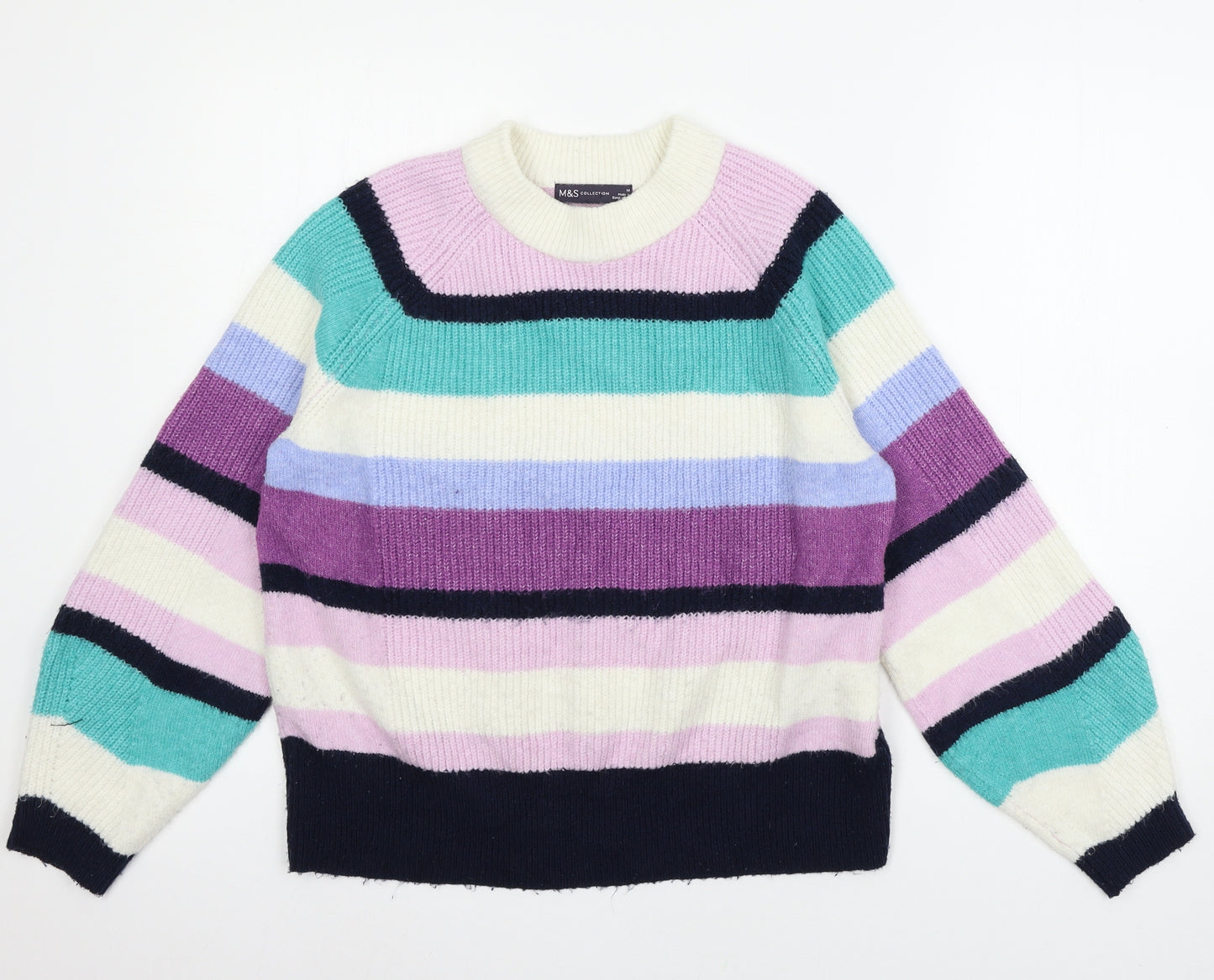 Marks and Spencer Womens Multicoloured Striped Knit Pullover Jumper Size M