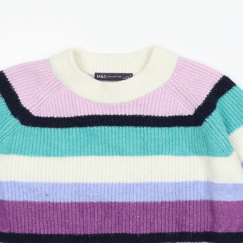 Marks and Spencer Womens Multicoloured Striped Knit Pullover Jumper Size M