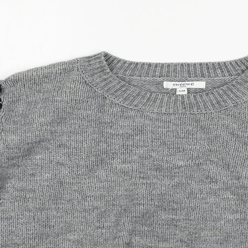 sweewe Womens Grey  Knit Pullover Jumper Size S  - lace up