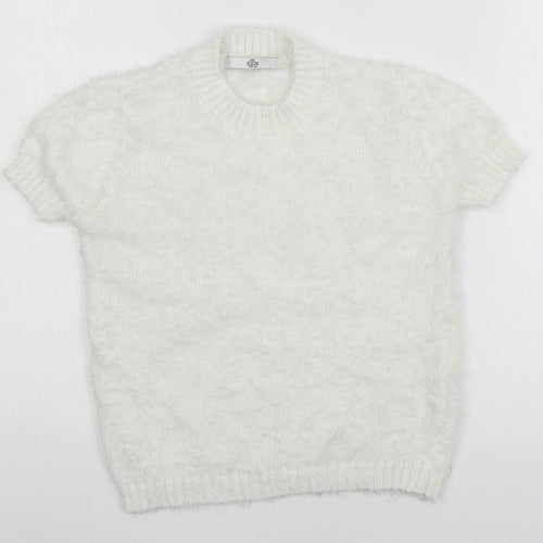 Marks and Spencer Girls White  Knit Pullover Jumper Size 9-10 Years