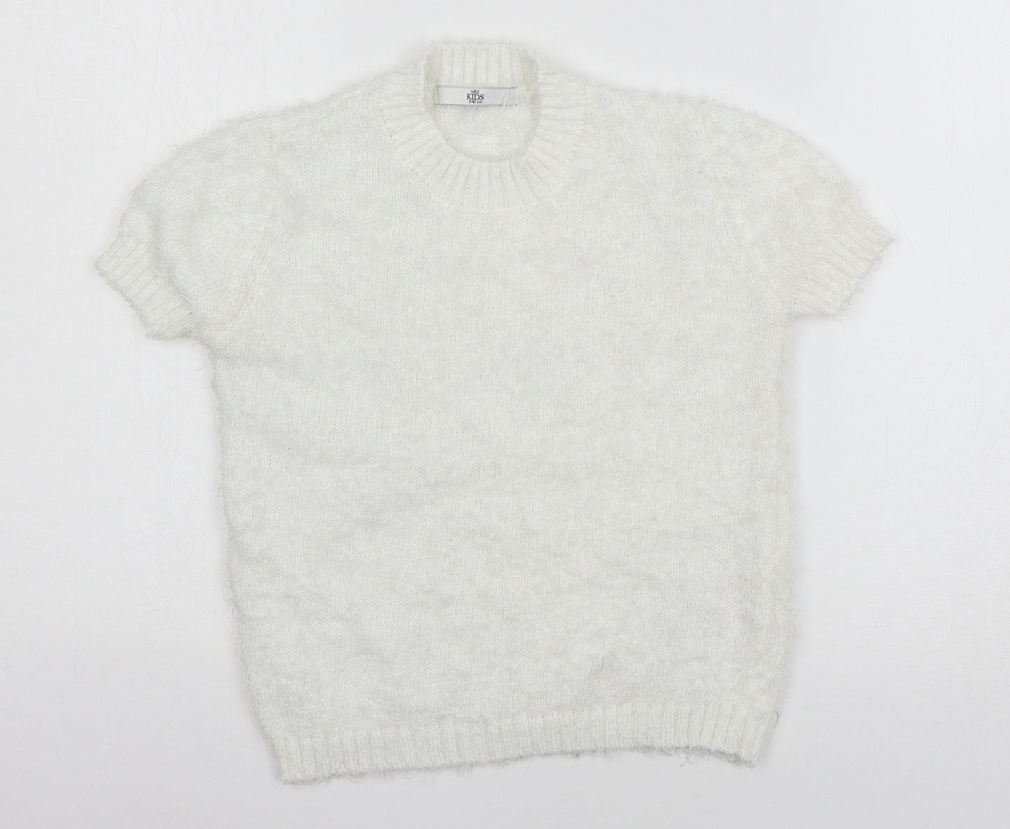 Marks and Spencer Girls White  Knit Pullover Jumper Size 9-10 Years