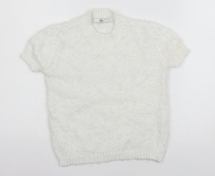 Marks and Spencer Girls White  Knit Pullover Jumper Size 9-10 Years