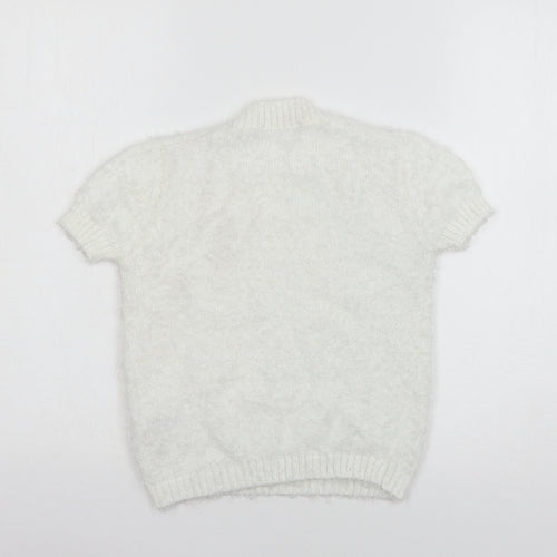 Marks and Spencer Girls White  Knit Pullover Jumper Size 9-10 Years