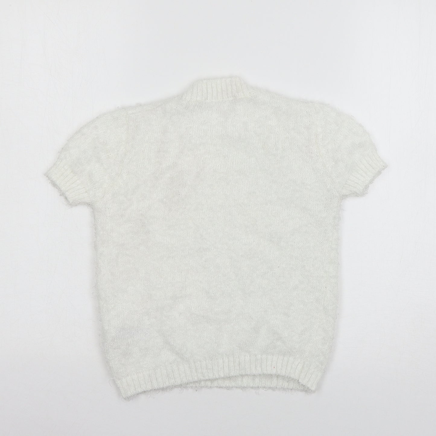 Marks and Spencer Girls White  Knit Pullover Jumper Size 9-10 Years